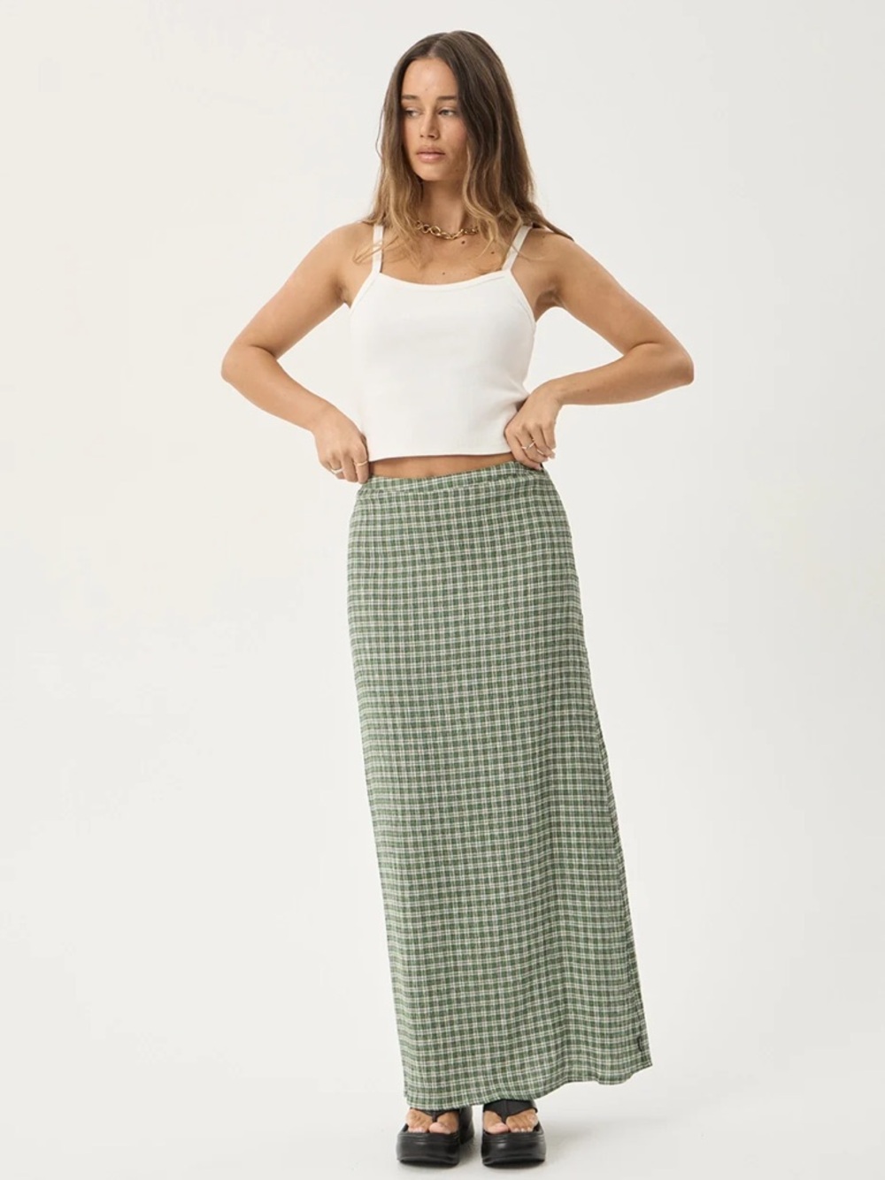 Afends Base Seesucker Maxi Skirt